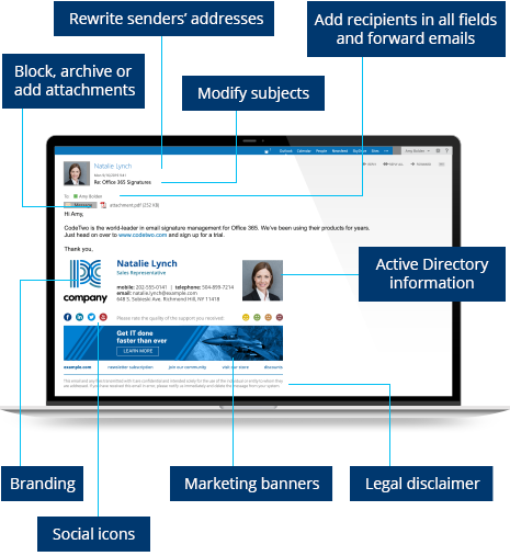 Professional email signature by CodeTwo Exchange Rules Pro